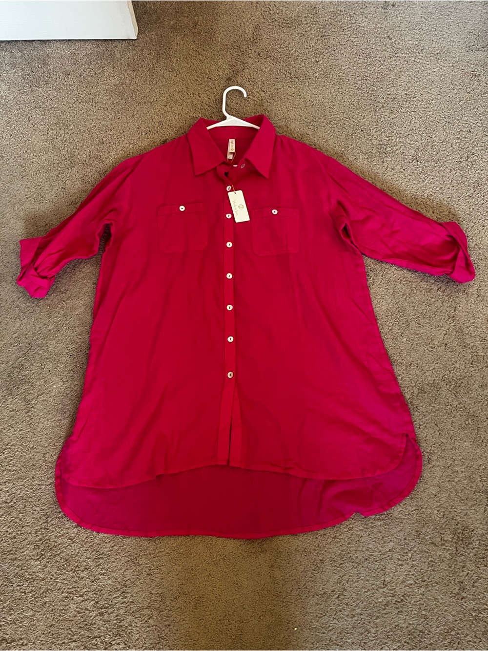 Helen Jon hot pint Button-Up cover-up
